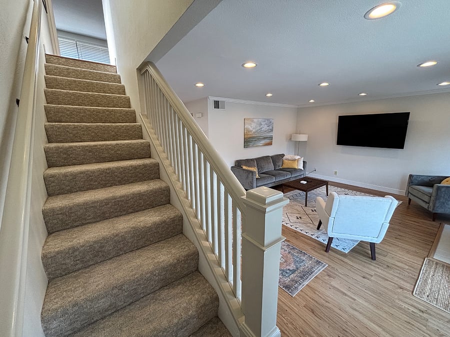 Stairway and living room