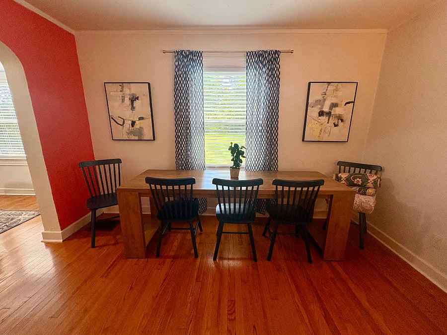 Work area off the living room, also great for puzzles or a game of cards