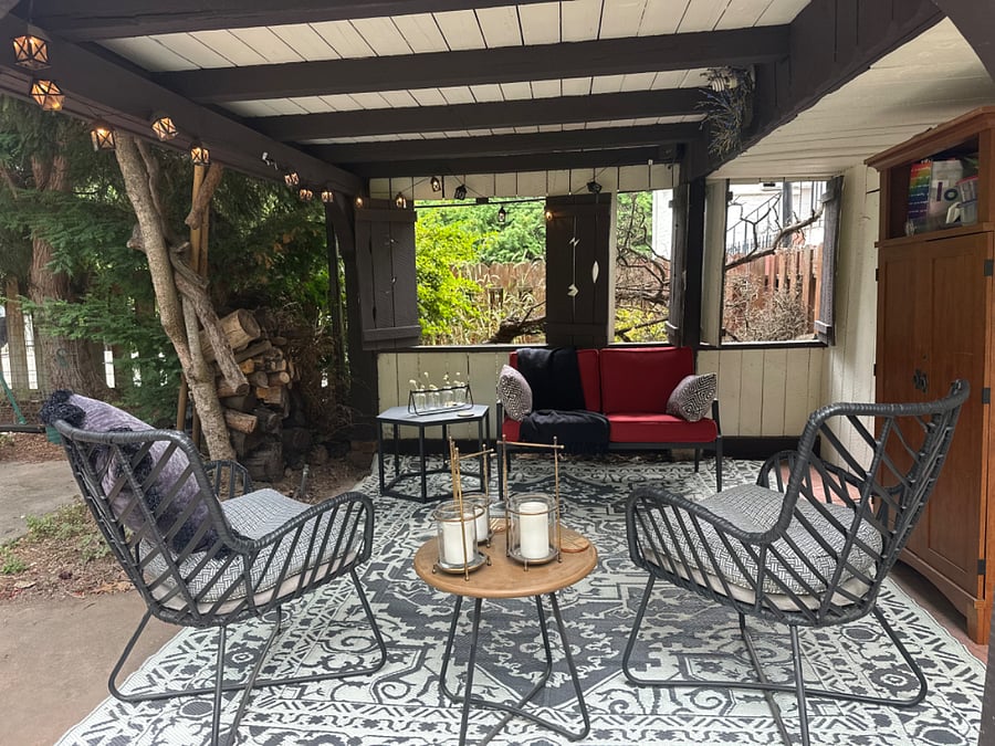 An outdoor living space for year round enjoyment. Plus a storage space for recreation equipment.