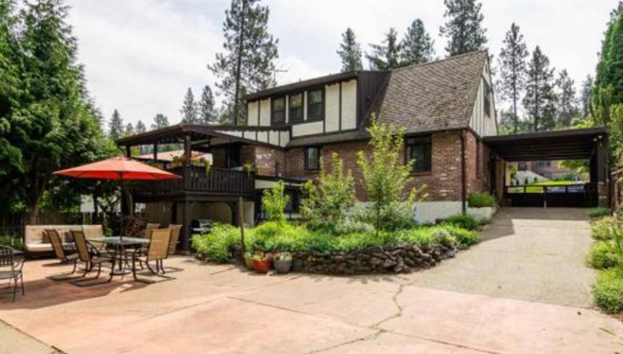The lower level studio is located on the back side of the house.