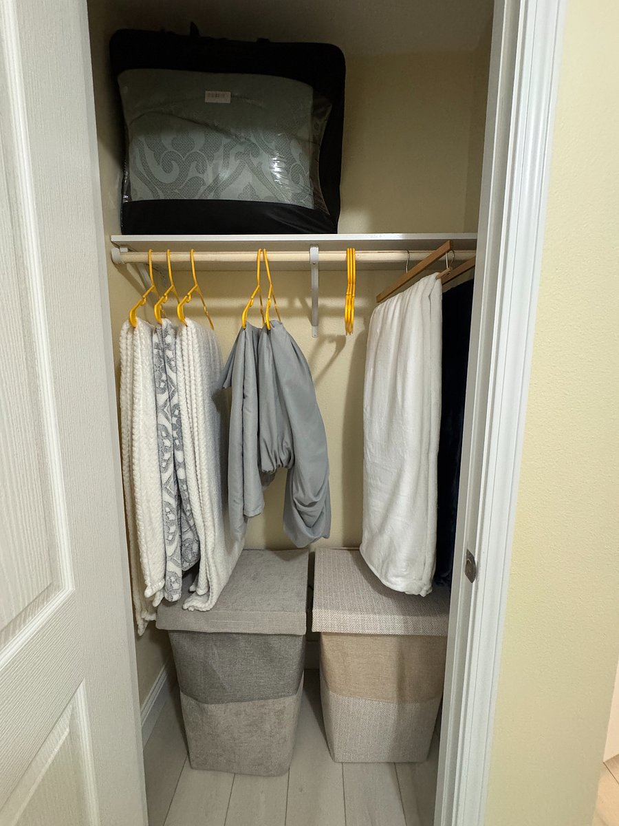Extra comforters, blankets, towels and bedsheets and covers