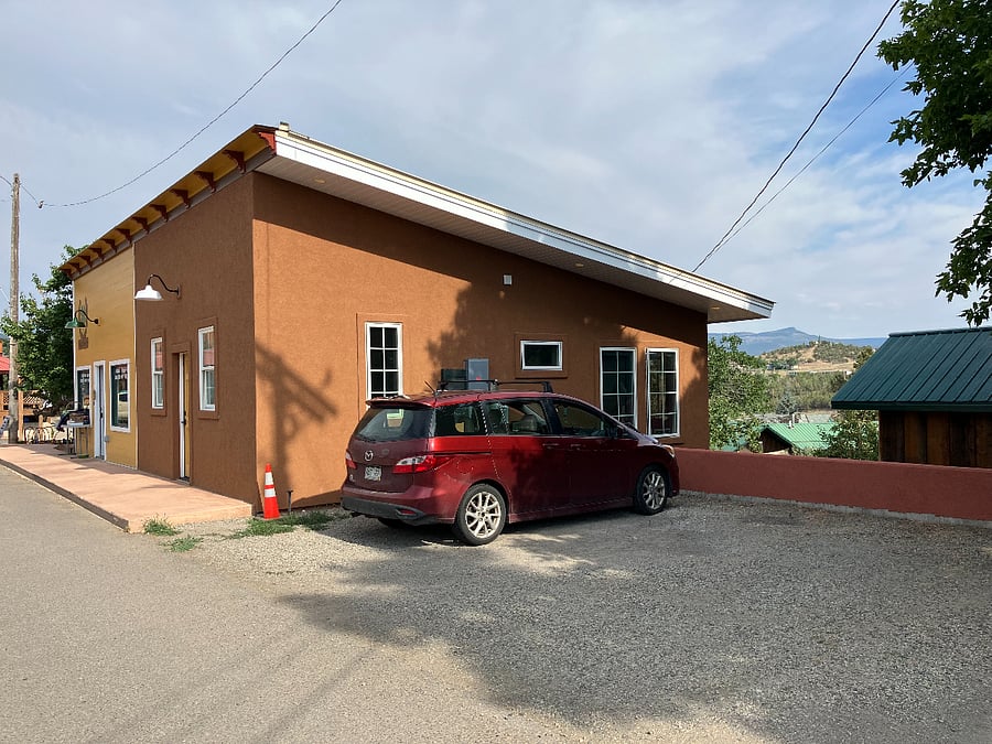 Exterior view showing parking area