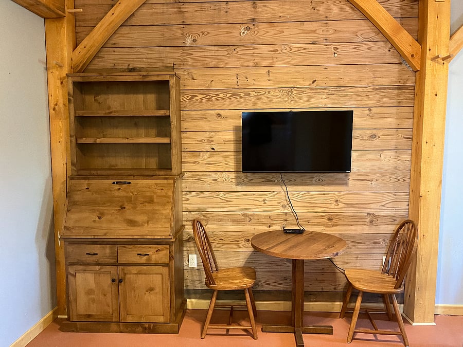 Desk and dining area