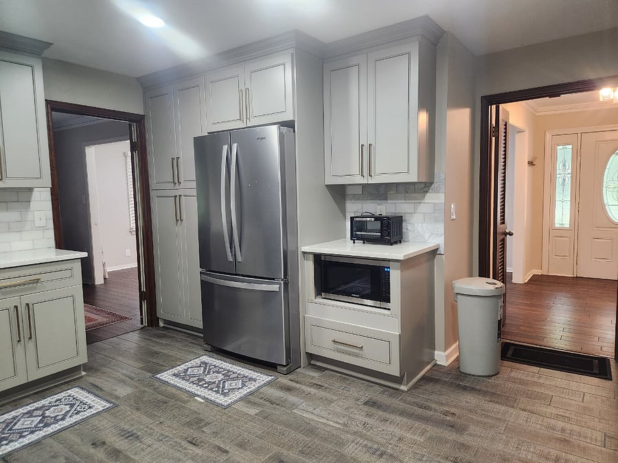 Kitchen with Fridge, Microwave and Toaster