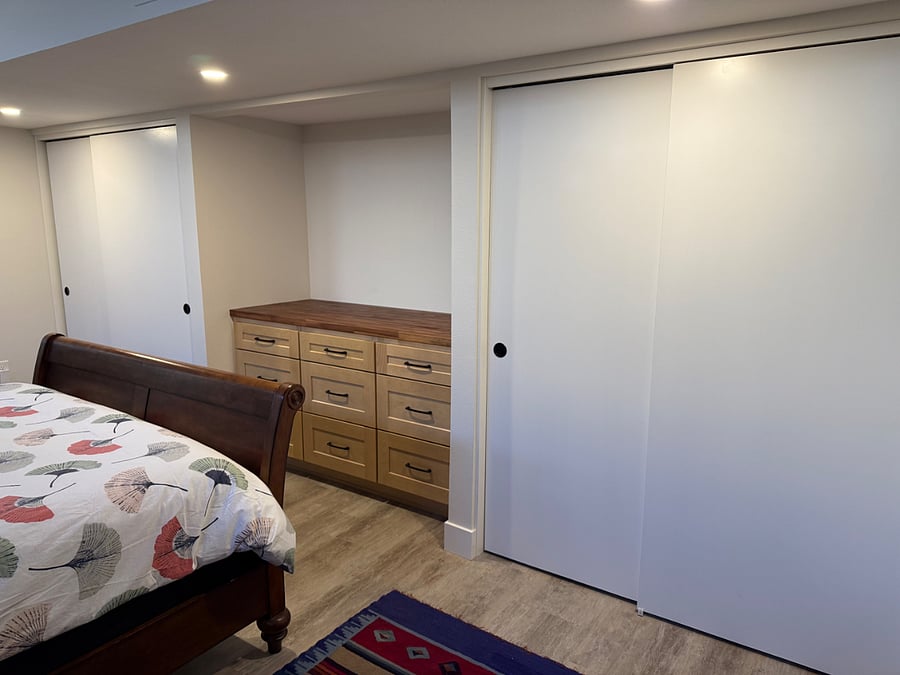 2 large 6t. closets and 6 ft. built in cabinet.