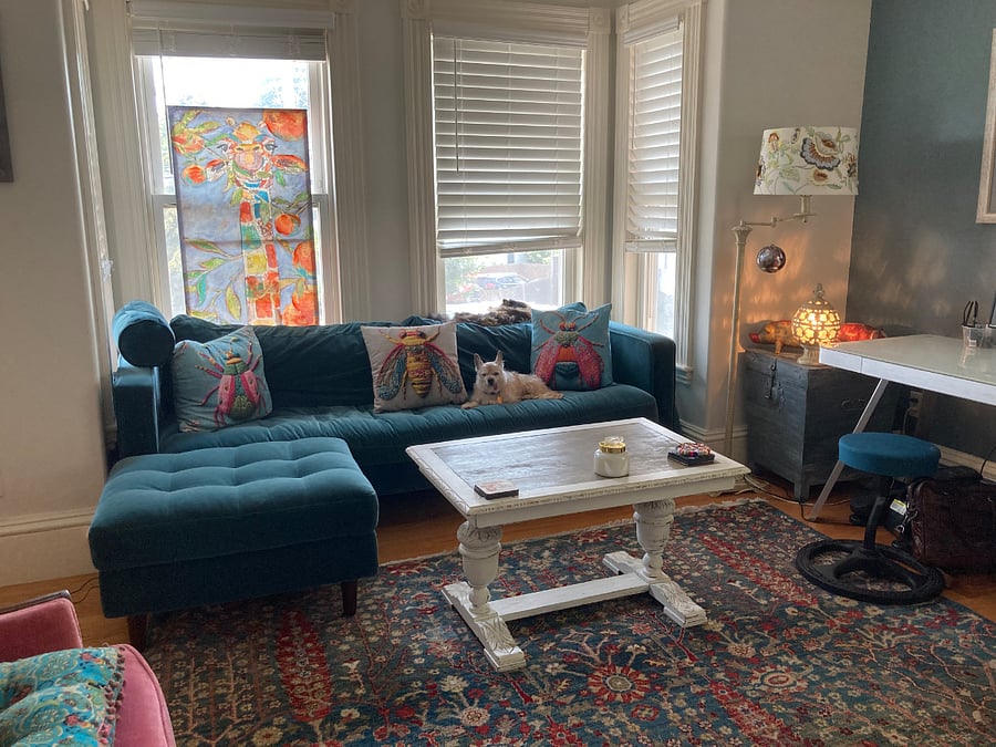 Living room with desk