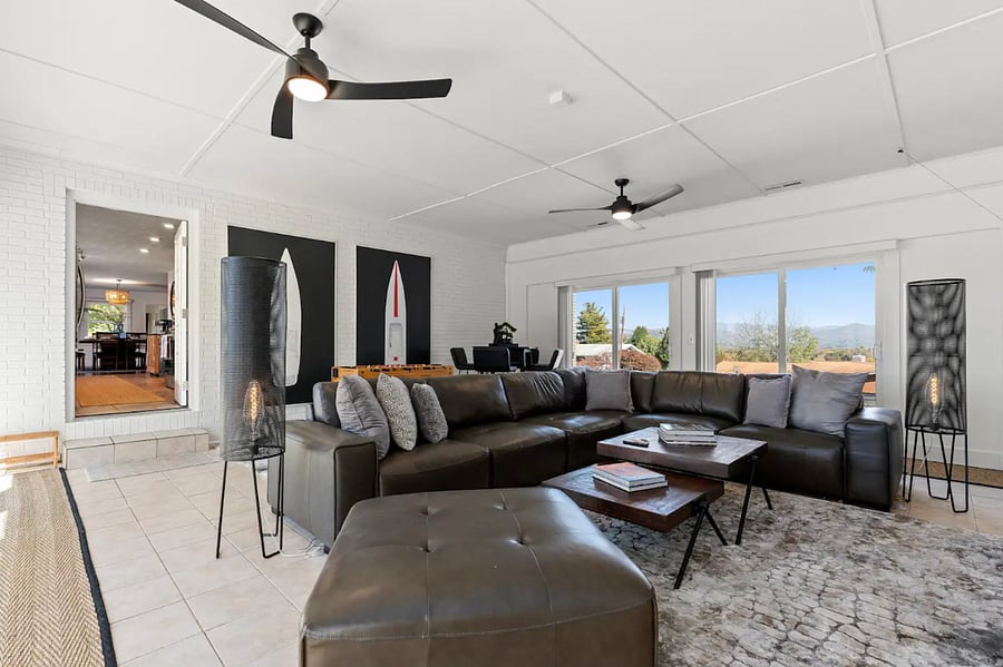 Shared family room. Lots of different spaces to hang out in the house.