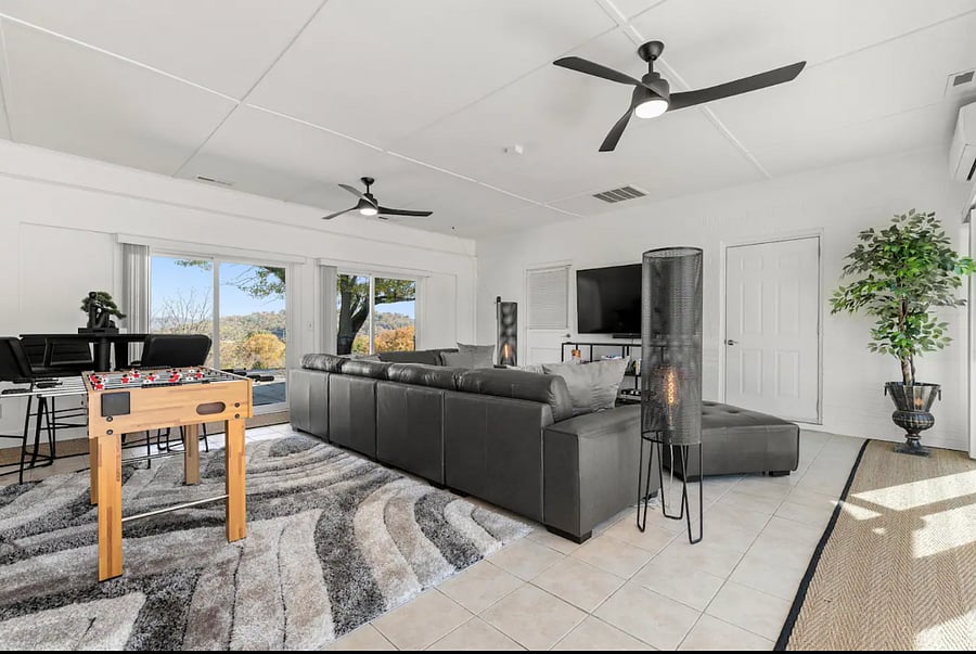 Shared family room. Lots of different spaces to hang out in the house.