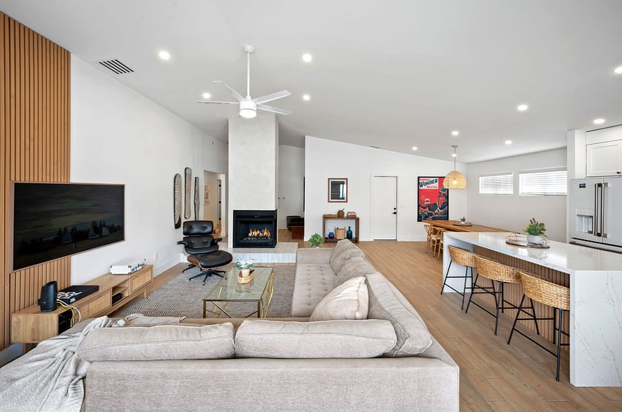 Living room with fireplace