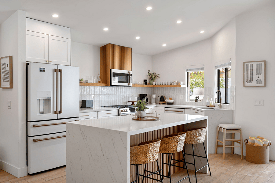 Kitchen with Cafe appliances