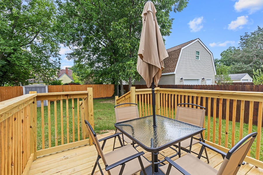 Enjoy morning or evening drinks or meals on the brand new deck.