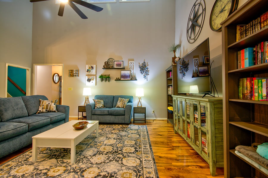 Living room with propane fireplace