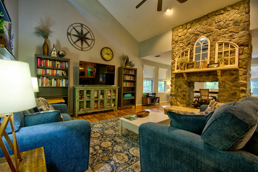 Living room with propane fireplace