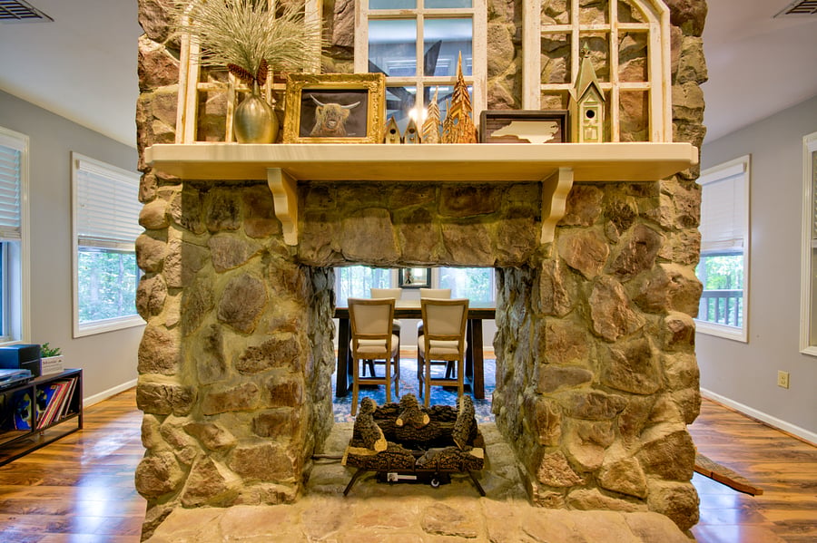 Living room with propane fireplace