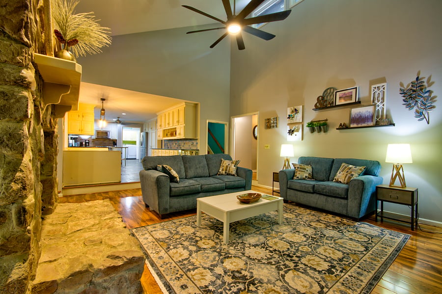 Living room with propane fireplace