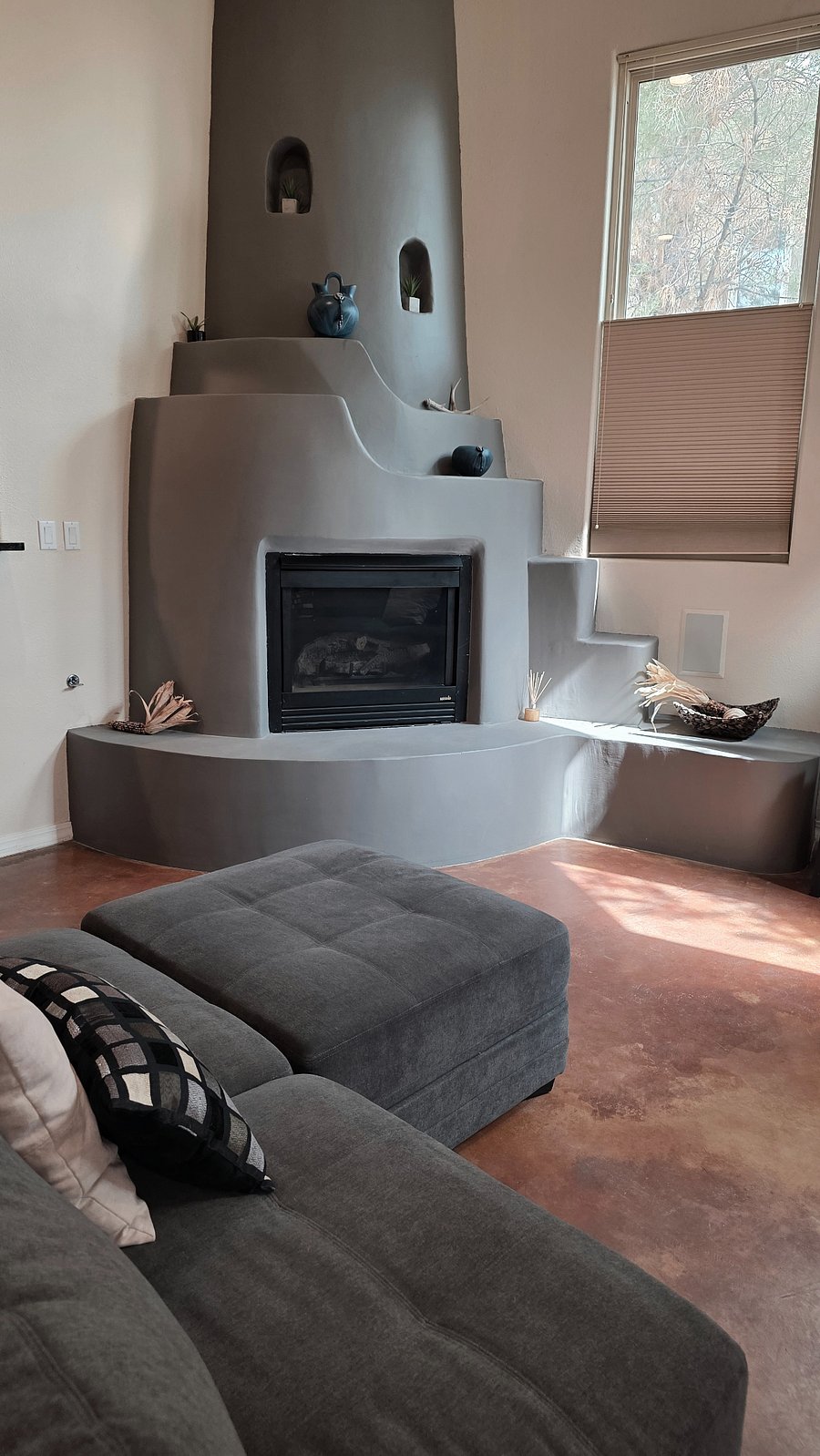 Kiva fireplace for the chilly winter months.