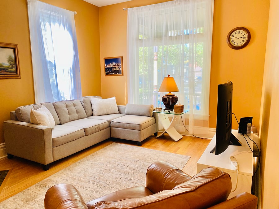 Living room with queen sofa bed