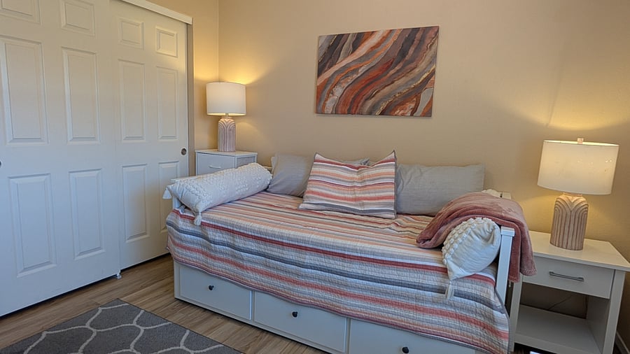 First guest bedroom. Daybed opens to King bed.