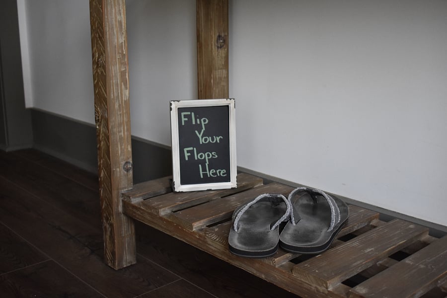 we keep a shoeless house when we are here...you are welcome to do as you please, but in case you also kick off at the front door, this entryway area is available.  