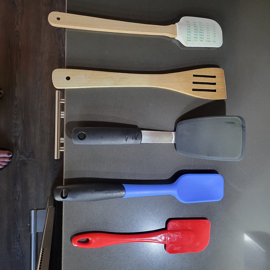 I was joking with friends about which one of these was a spatula? But good frame of reference for how many options there are for cooking utensils!