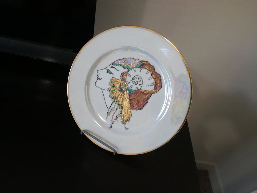 Check out this cool hand-painted plate. 