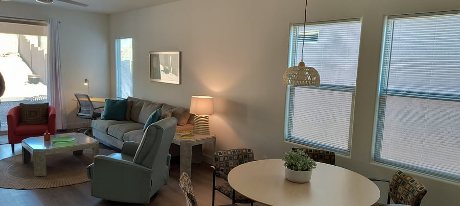 This is one of the two dining areas. The other is in the kitchen.