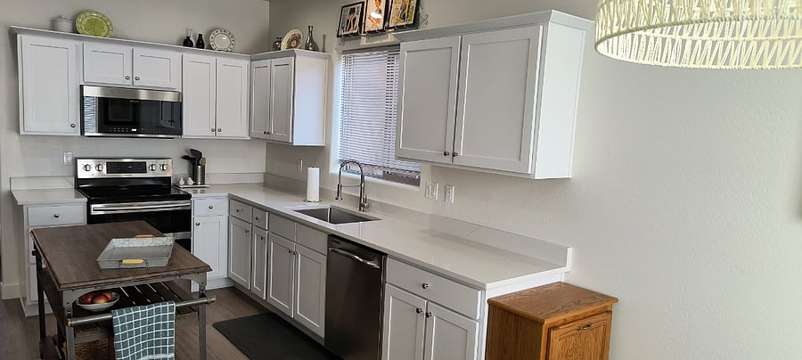 The kitchen has a pantry and is equipped with most small appliances, dishes, bake and cookware.