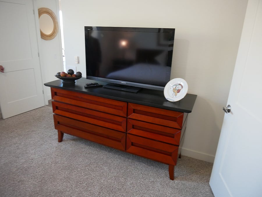 Smart TV in primary bedroom.