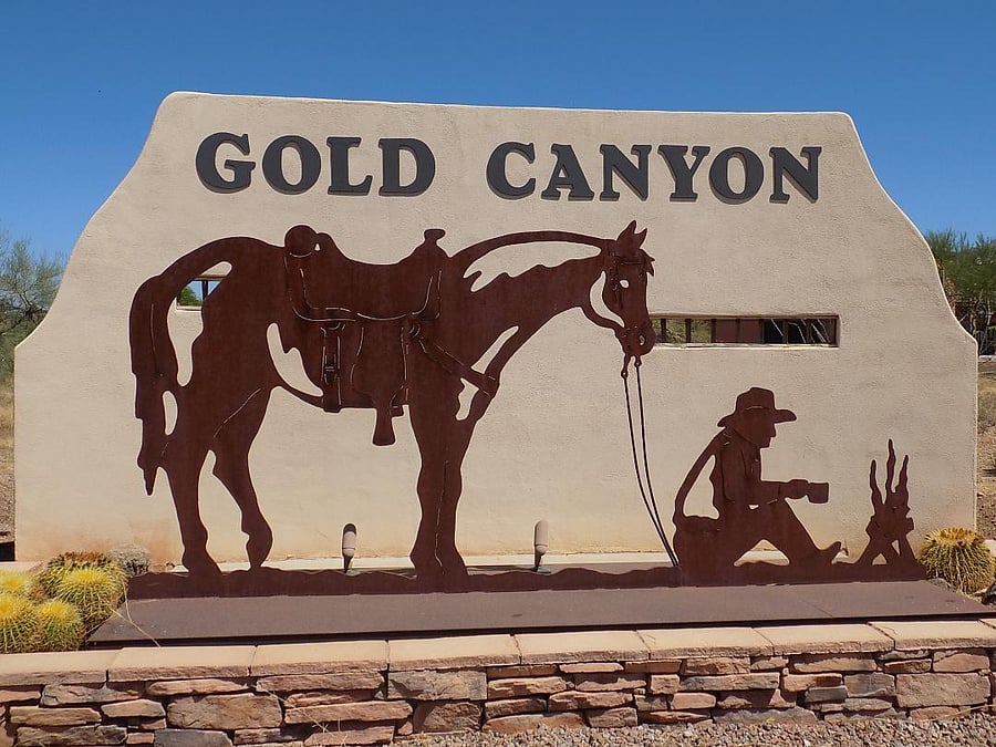 Explore the wonders of Gold Canyon. You'll see this sign at the corner of S. King's Ranch Road and HWY. 60.