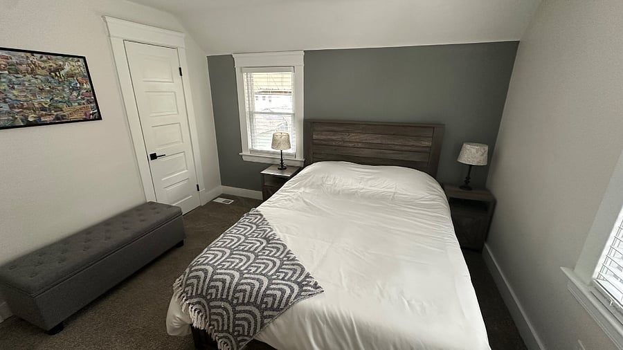 Bedroom #2 with queen bed and closet