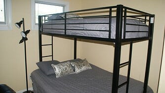 Upstairs bedroom #3 with a bunkbed: queen mattress on bottom and single mattress on top
