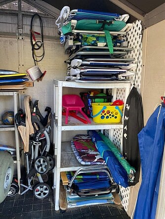 Outdoor Shed with beach supplies