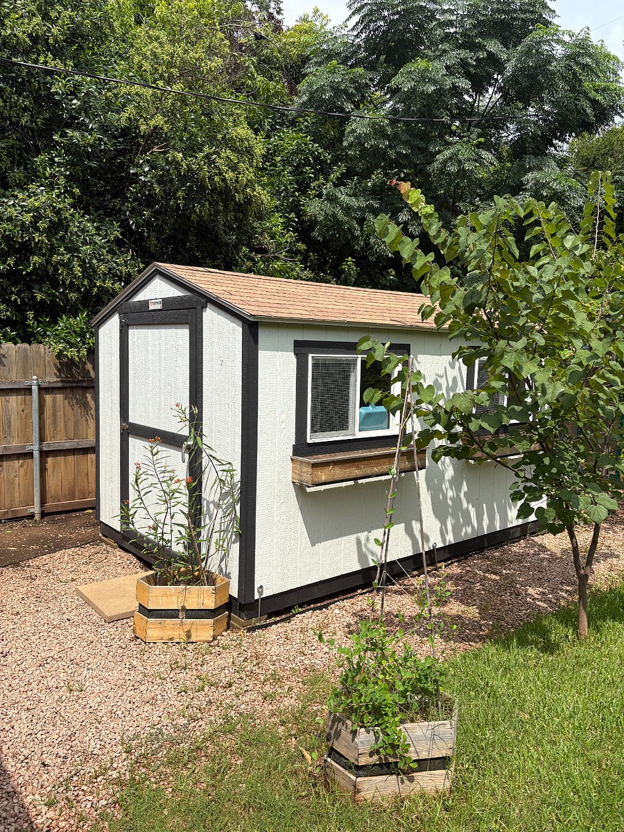 Storage shed may be used for extra items you don't want cluttering the beautiful interior.