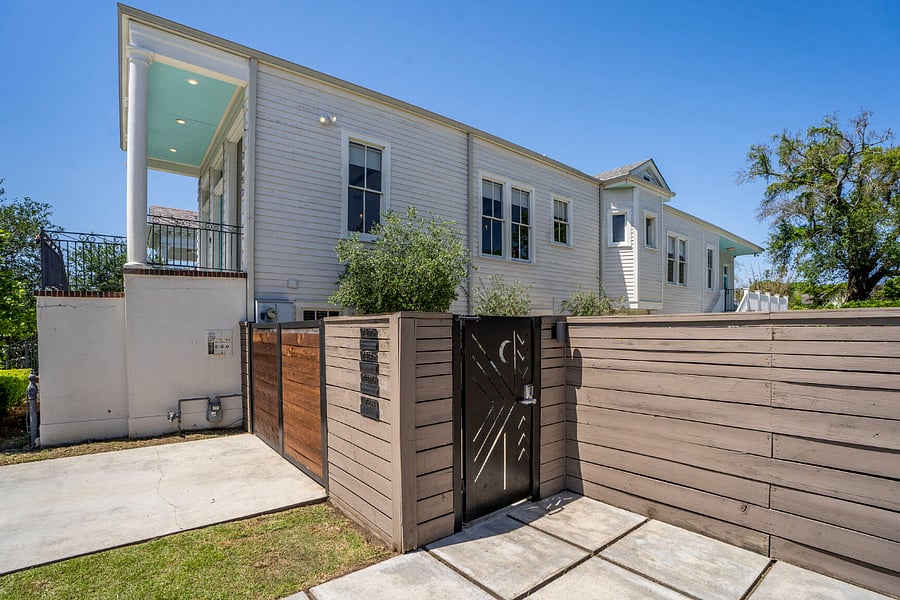 Gated entrance to yard.
