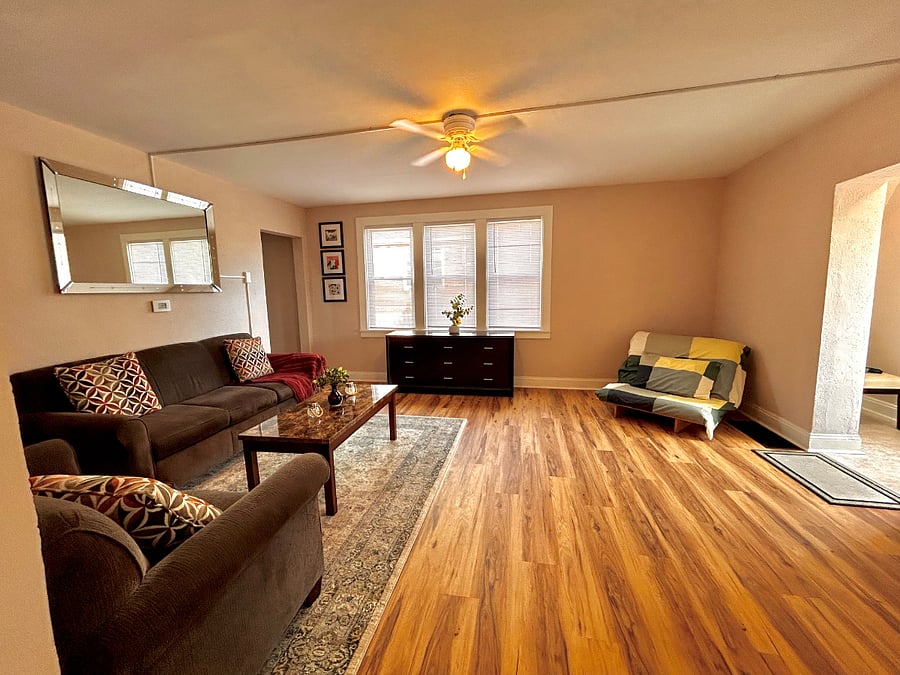 Main Living Area with Couches and a Futon