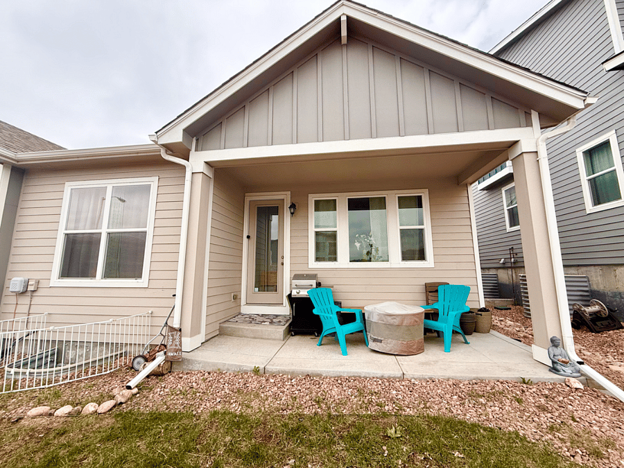Private back patio with small back yard