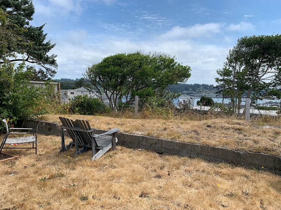 backyard with hot tub and bay views, watch the boats come and go