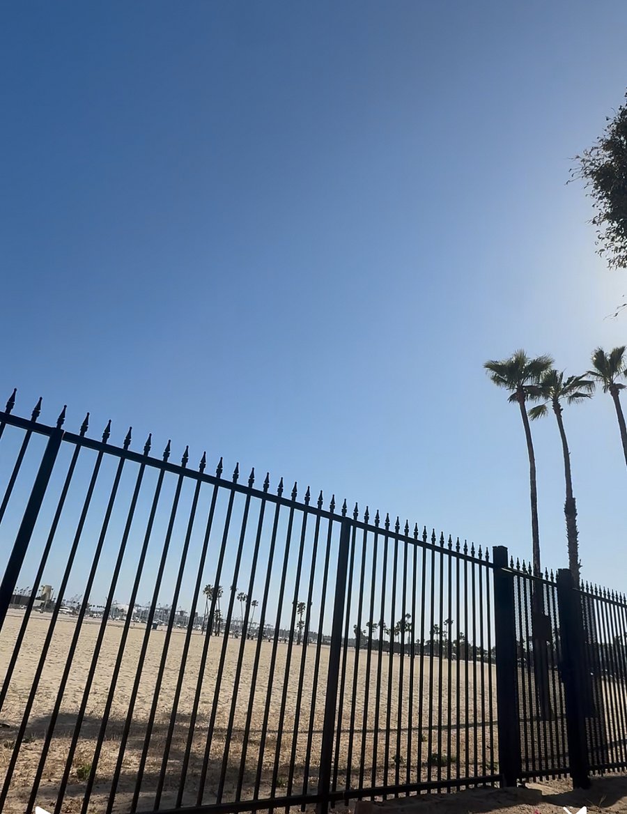 Beachside patio with privacy gate