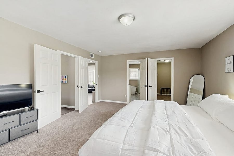 First floor bedroom with private bathroom.