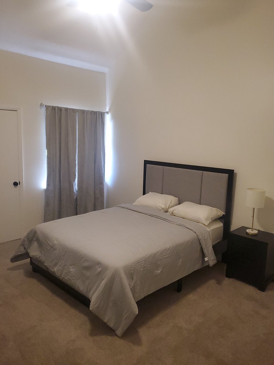 Bedroom with curtains