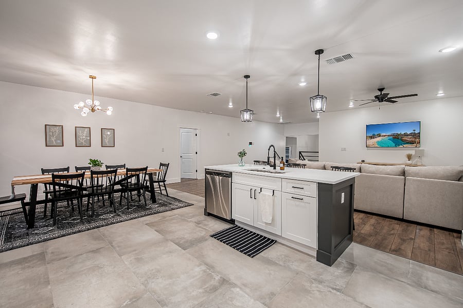 The large kitchen offers plenty of space to comfortably cook your owns meals