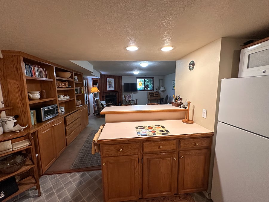 looking from kitchen to living room 