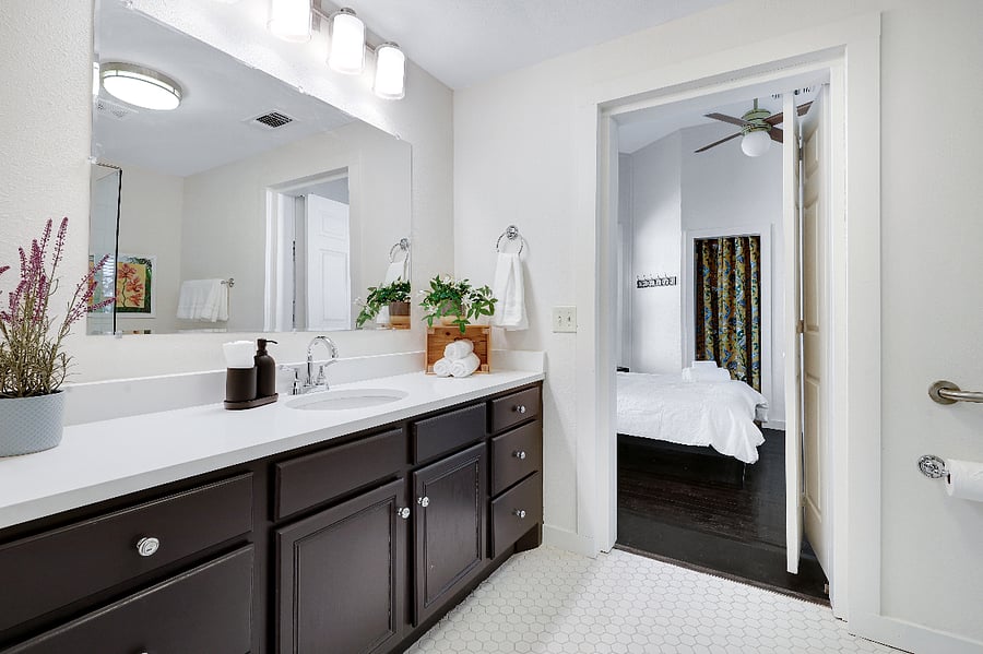 Bathroom with Door Leading to Bedroom 2 Queen