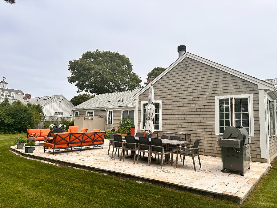 Back patio table and grill