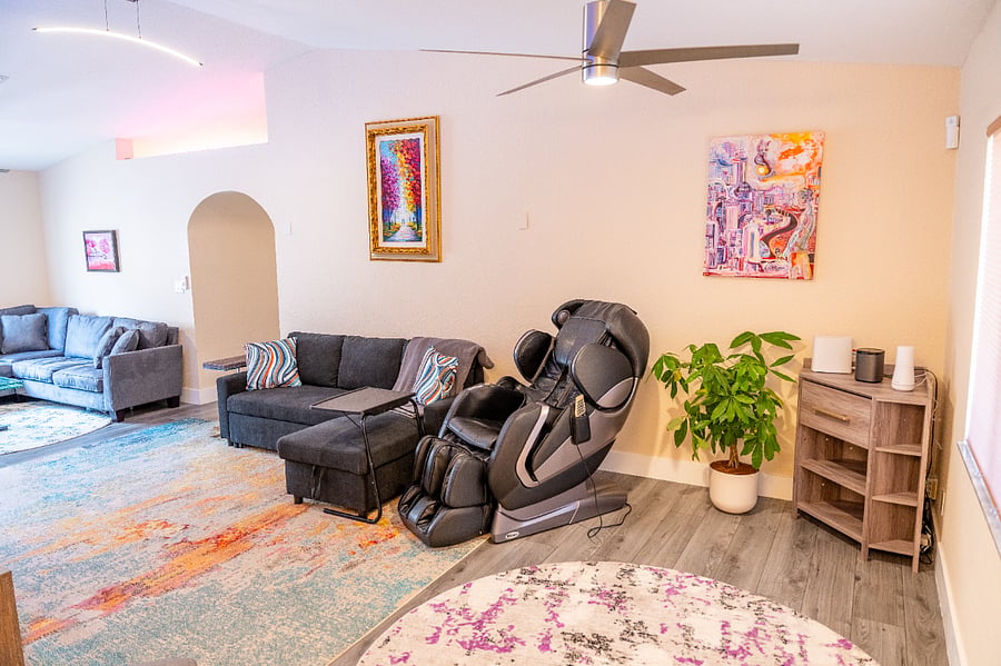 Living room with massage chair