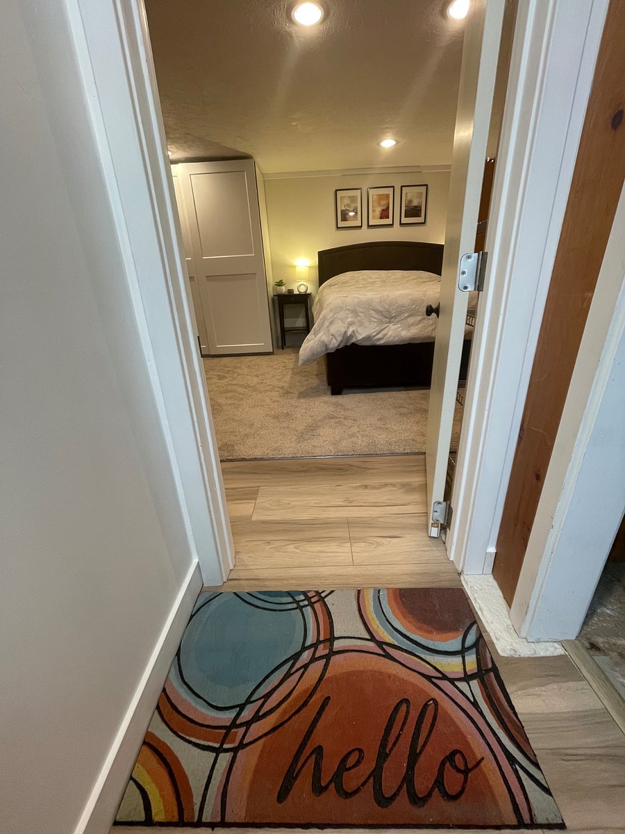 Welcome home! Queen bed to the right; living & dining space left (not pictured here)