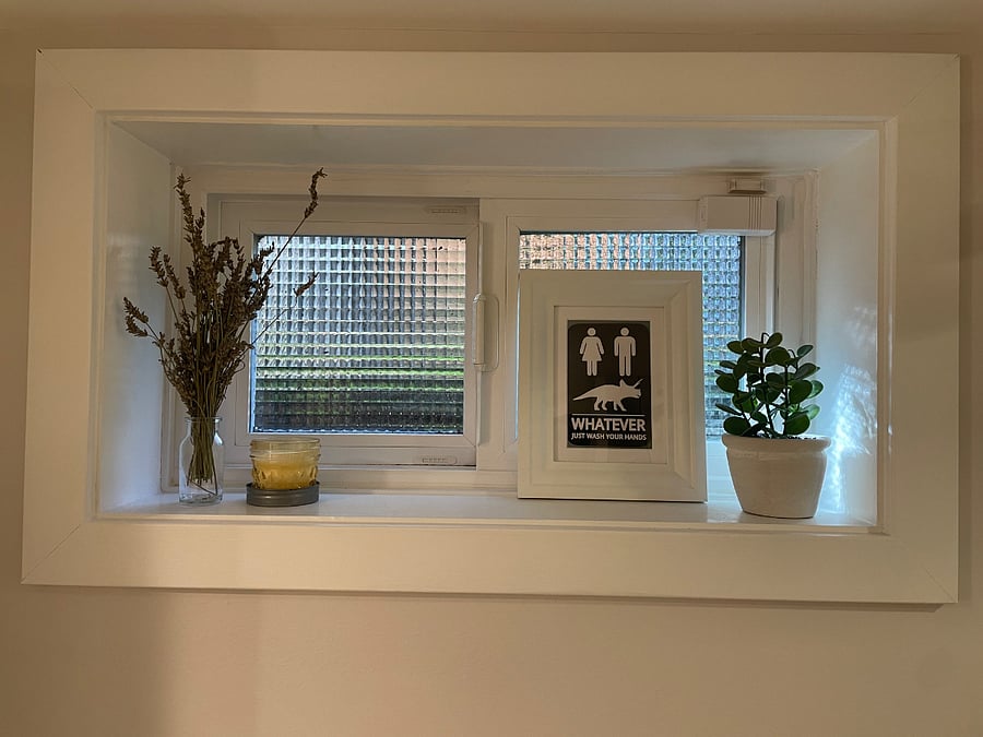 South facing window in bathroom.