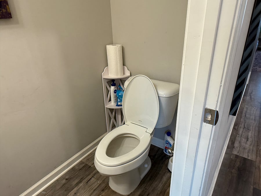 Ground level half bathroom