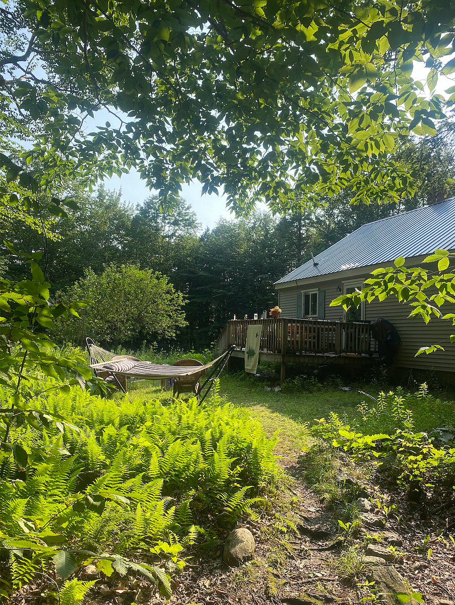 View from woods trail looking at deck