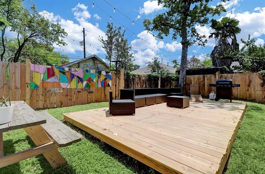 Backyard with deck.